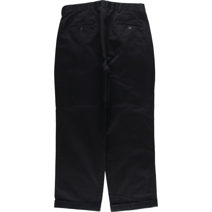 SADDLEBRED Two-pleat Cotton Slacks, Men's, Size W35 cotton black type Vintage Second Hand