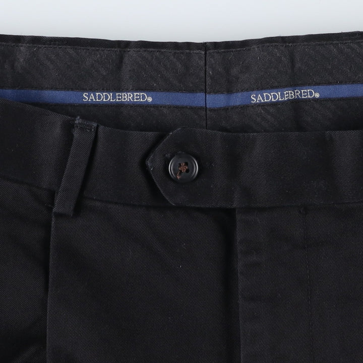 SADDLEBRED Two-pleat Cotton Slacks, Men's, Size W35 cotton black type Vintage Second Hand