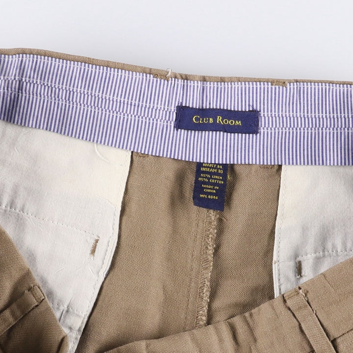 CLUB ROOM Two-pleat Linen Pants, Men's Size 34 linen Beige type Vintage Second Hand