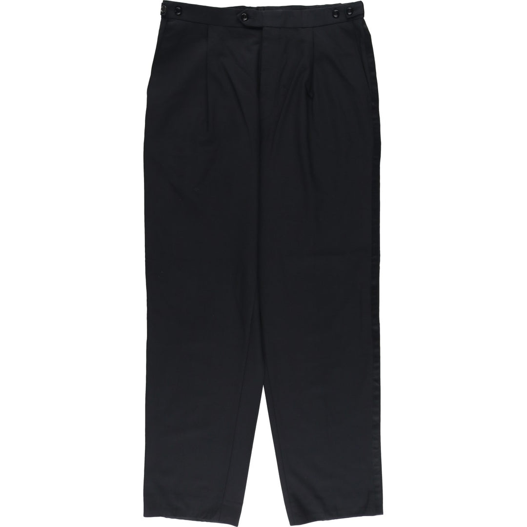 Balmain One-Tuck Wool Pants, Men's Slacks, Size W35 wool black type Vintage Second Hand