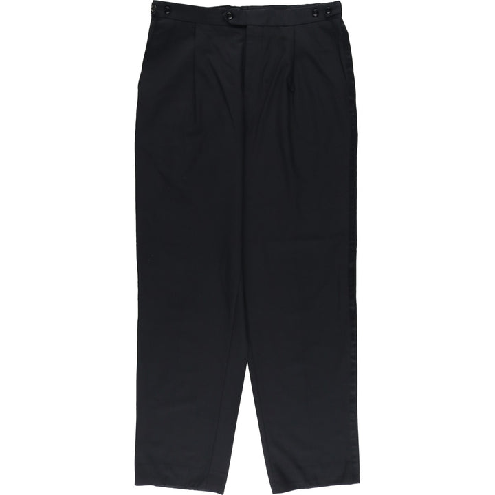 Balmain One-Tuck Wool Pants, Men's Slacks, Size W35 wool black type Vintage Second Hand
