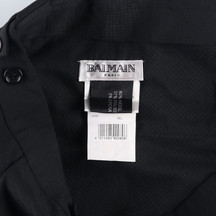 Balmain One-Tuck Wool Pants, Men's Slacks, Size W35 wool black type Vintage Second Hand