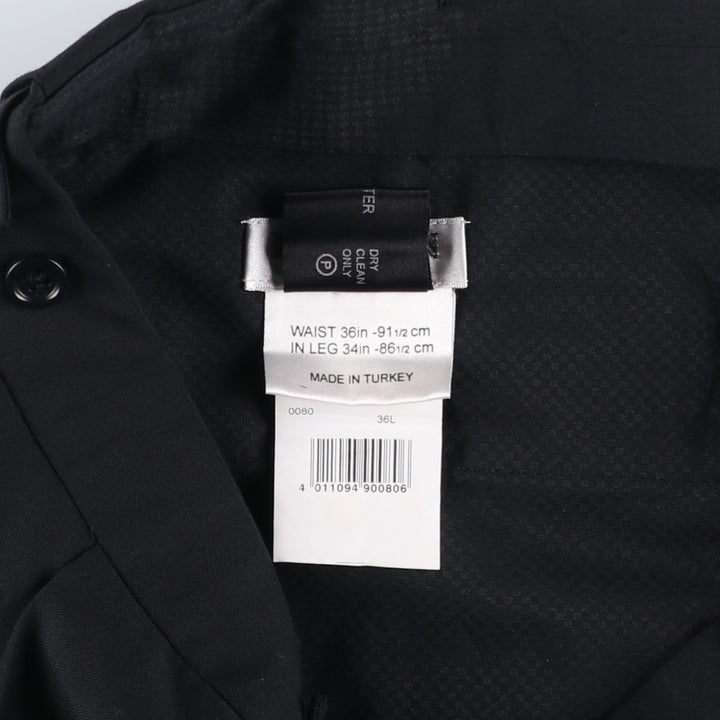 Balmain One-Tuck Wool Pants, Men's Slacks, Size W35 wool black type Vintage Second Hand