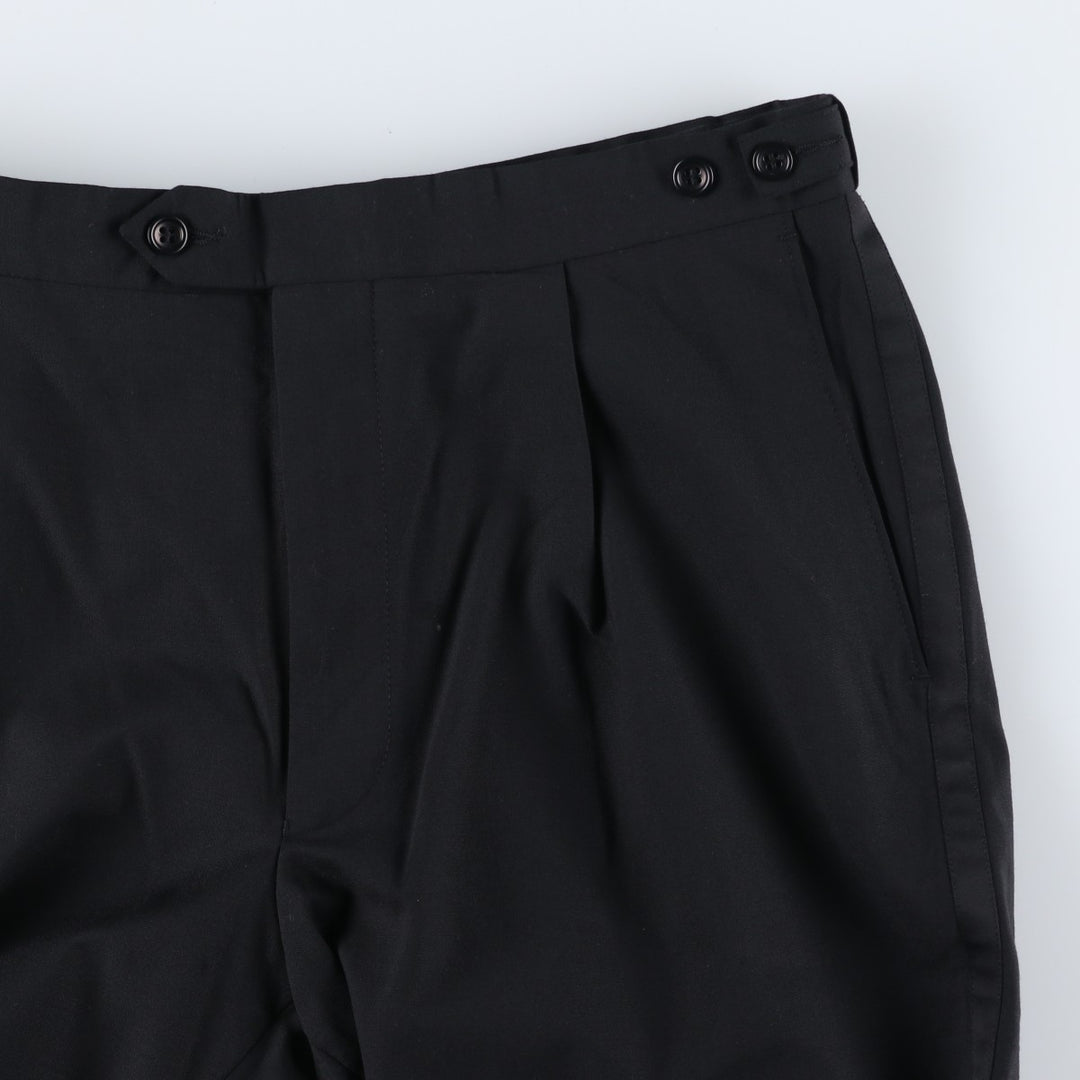 Balmain One-Tuck Wool Pants, Men's Slacks, Size W35 wool black type Vintage Second Hand
