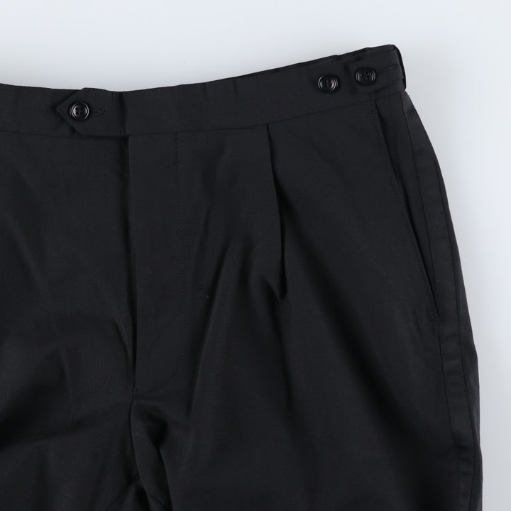 Balmain One-Tuck Wool Pants, Men's Slacks, Size W35 wool black type Vintage Second Hand