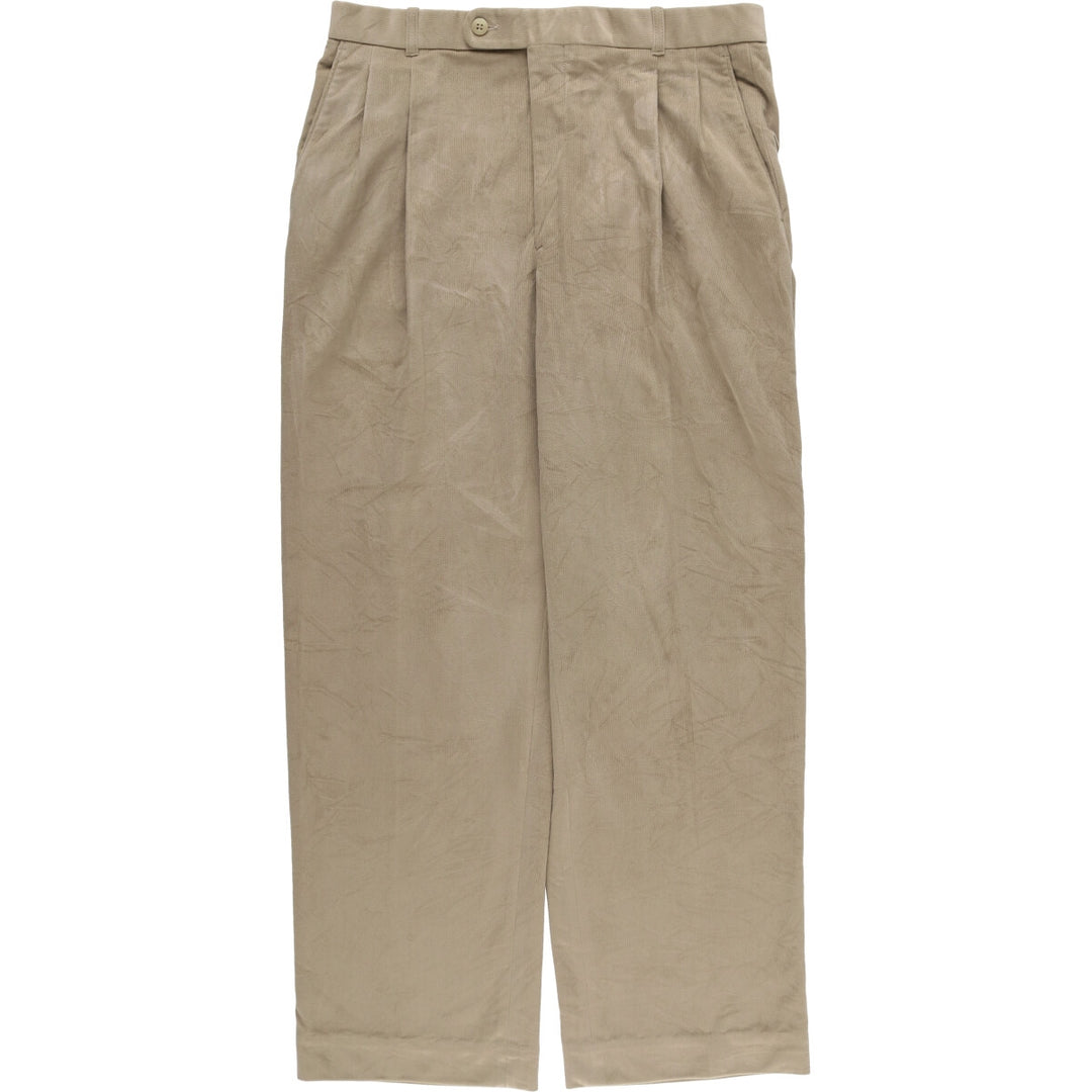 RIVIERA SPORT Two-pleat Corduroy Pants, Made in Canada, Men's, Size W34 polyester Beige type Vintage Second Hand