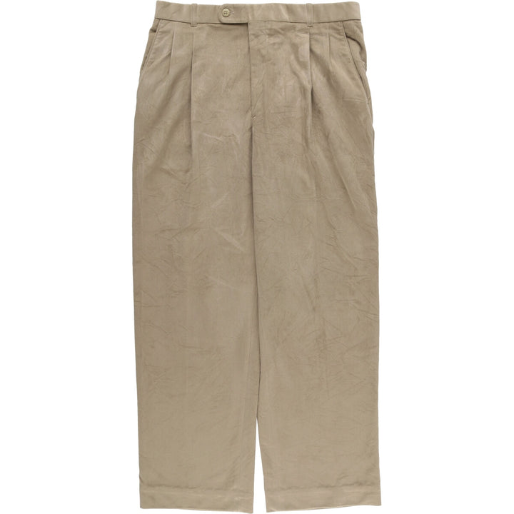 RIVIERA SPORT Two-pleat Corduroy Pants, Made in Canada, Men's, Size W34 polyester Beige type Vintage Second Hand