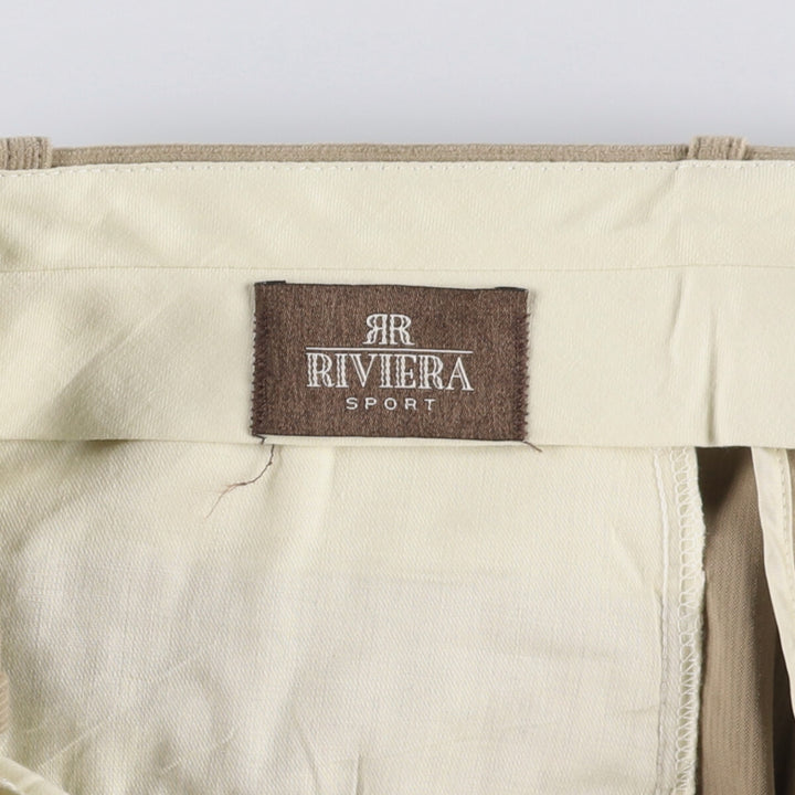 RIVIERA SPORT Two-pleat Corduroy Pants, Made in Canada, Men's, Size W34 polyester Beige type Vintage Second Hand