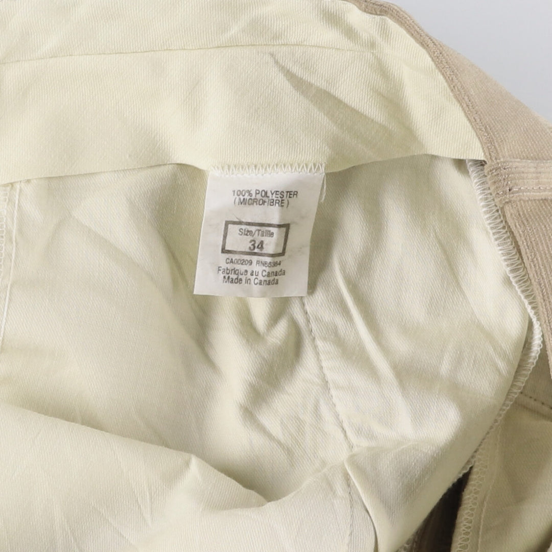 RIVIERA SPORT Two-pleat Corduroy Pants, Made in Canada, Men's, Size W34 polyester Beige type Vintage Second Hand