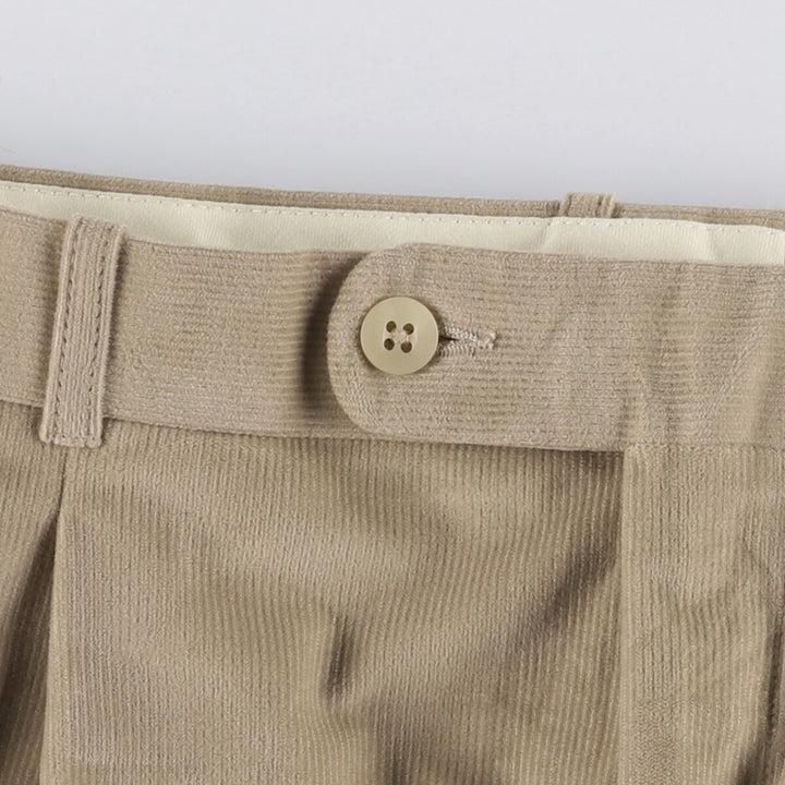 RIVIERA SPORT Two-pleat Corduroy Pants, Made in Canada, Men's, Size W34 polyester Beige type Vintage Second Hand