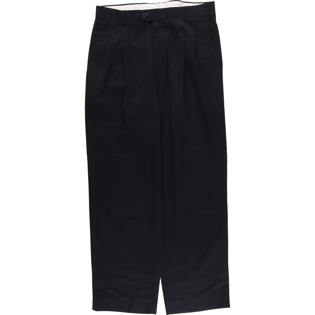 DAVID TAYLOR Two-pleat Slacks Pants Men's Size W34 polyester black type Vintage Second Hand