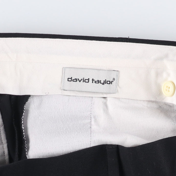 DAVID TAYLOR Two-pleat Slacks Pants Men's Size W34 polyester black type Vintage Second Hand