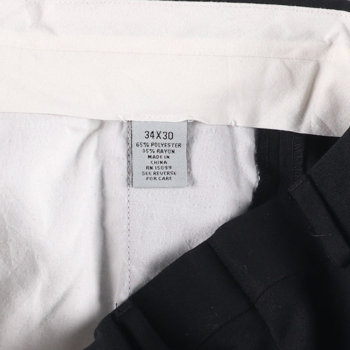 DAVID TAYLOR Two-pleat Slacks Pants Men's Size W34 polyester black type Vintage Second Hand