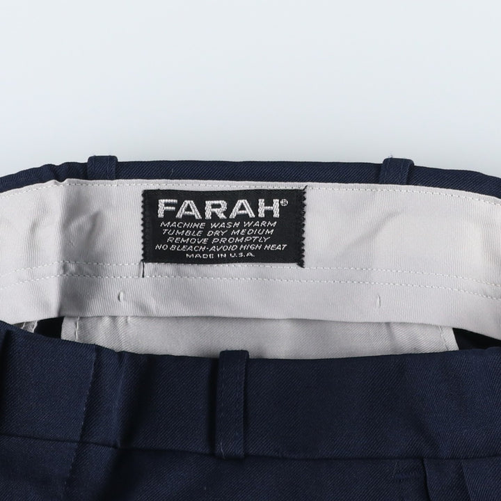 FARAH slacks pants, made in USA, men's size W32 (approx.), vintage. unclear navy blue type Vintage Second Hand