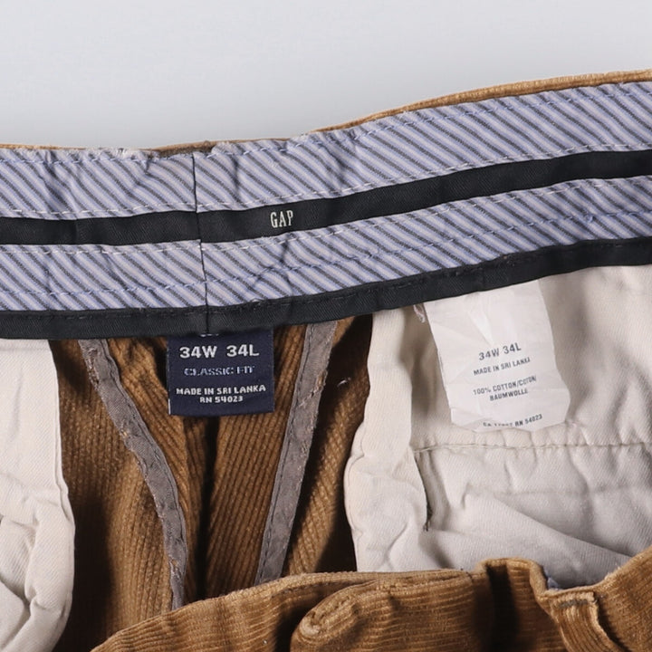 2000'S GAP Classic Fit Corduroy Pants, Men's, Size W34 cotton brown type Vintage Second Hand