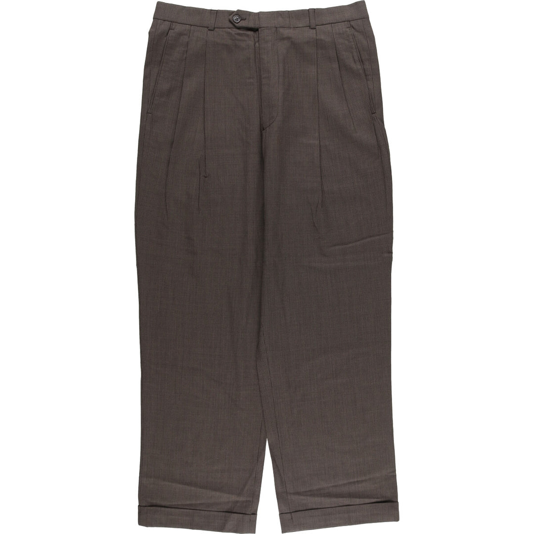 Brooks Brothers 346 Houndstooth Pattern Two-Pleated Wool Pants, Men's Size W32 wool brown type Vintage Second Hand