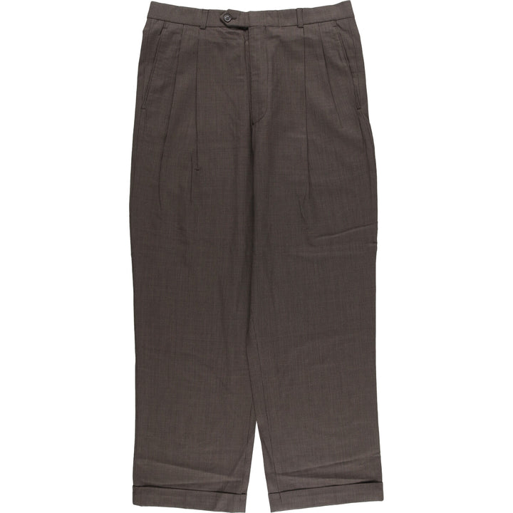 Brooks Brothers 346 Houndstooth Pattern Two-Pleated Wool Pants, Men's Size W32 wool brown type Vintage Second Hand