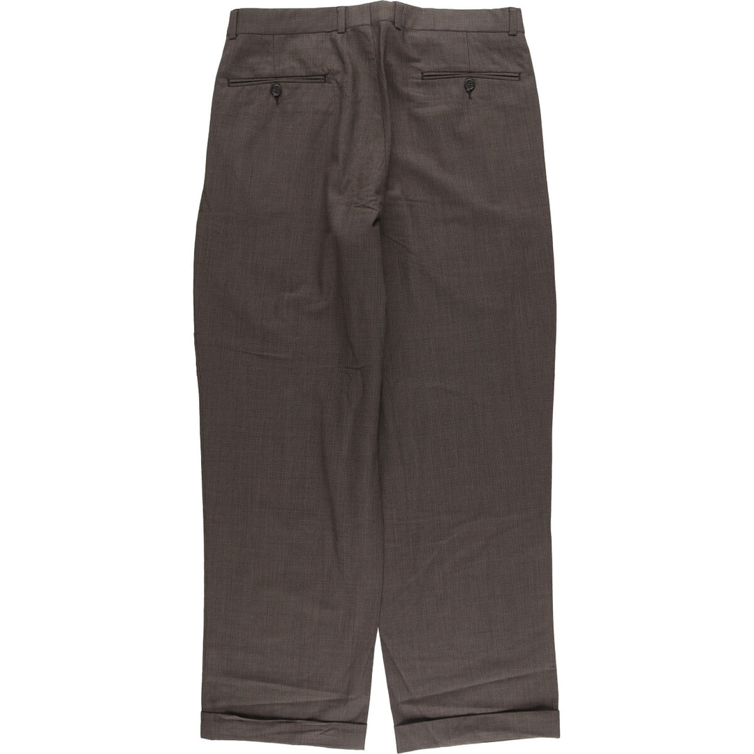 Brooks Brothers 346 Houndstooth Pattern Two-Pleated Wool Pants, Men's Size W32 wool brown type Vintage Second Hand