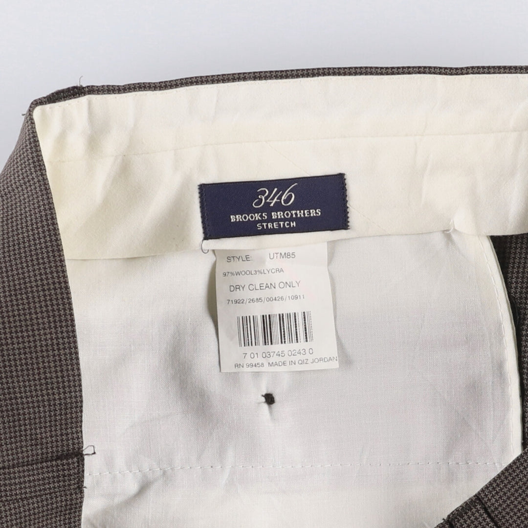 Brooks Brothers 346 Houndstooth Pattern Two-Pleated Wool Pants, Men's Size W32 wool brown type Vintage Second Hand