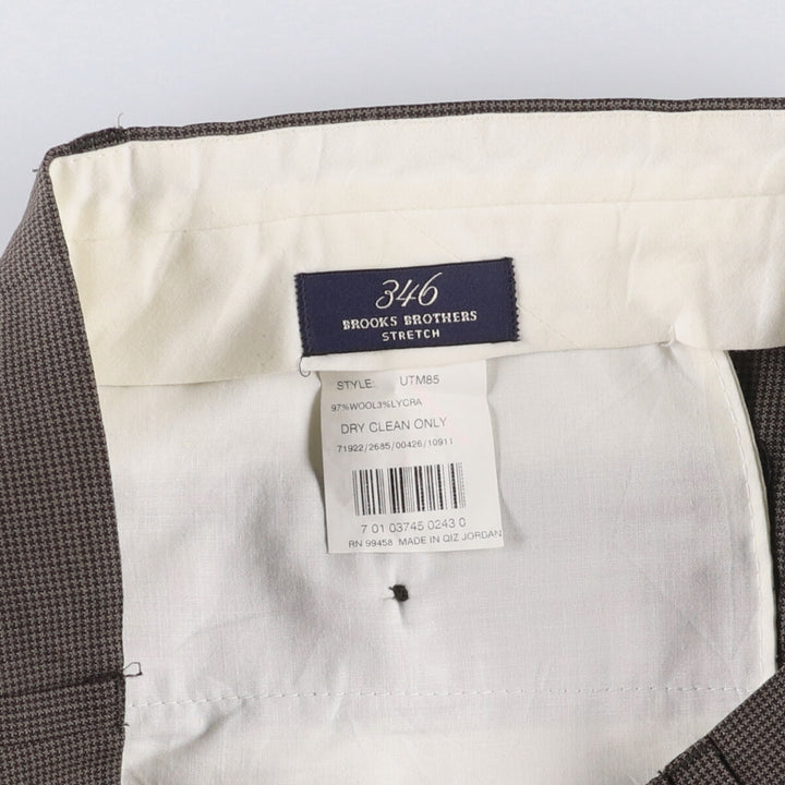 Brooks Brothers 346 Houndstooth Pattern Two-Pleated Wool Pants, Men's Size W32 wool brown type Vintage Second Hand