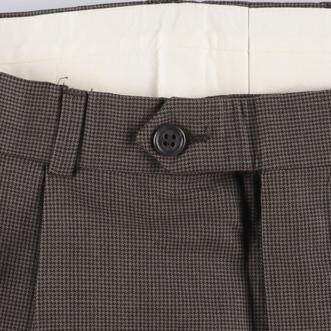 Brooks Brothers 346 Houndstooth Pattern Two-Pleated Wool Pants, Men's Size W32 wool brown type Vintage Second Hand