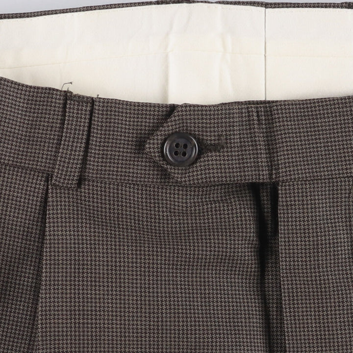 Brooks Brothers 346 Houndstooth Pattern Two-Pleated Wool Pants, Men's Size W32 wool brown type Vintage Second Hand