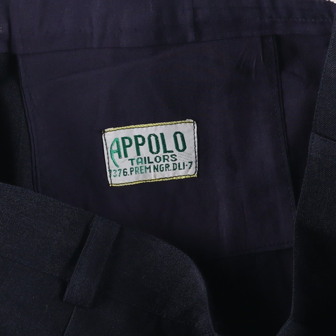 APPOLO Two-pleat Slacks, Men's, Size W32 unclear navy blue type Vintage Second Hand