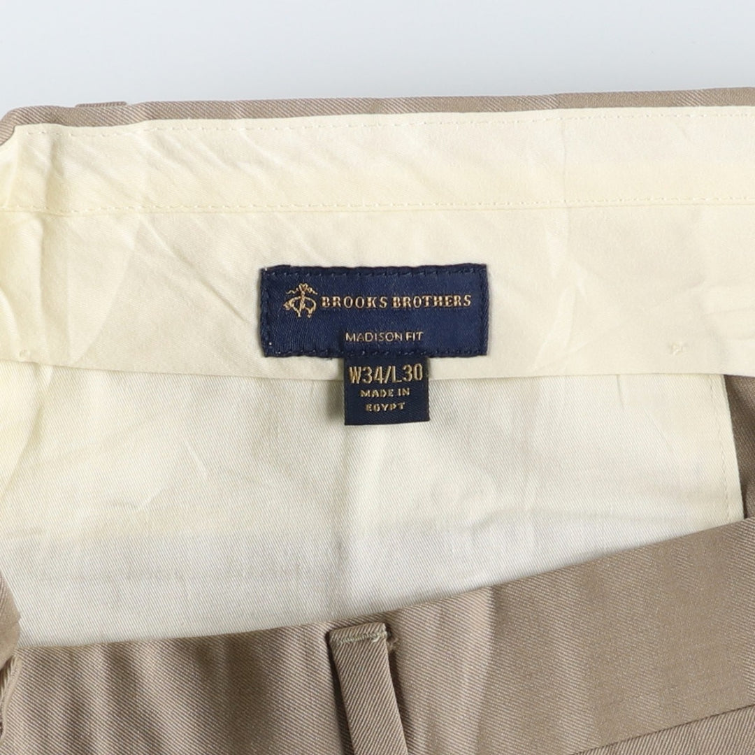 Brooks Brothers MADISON FIT Two-pleat Wool Pants, Men's Size 34 wool Beige type Vintage Second Hand
