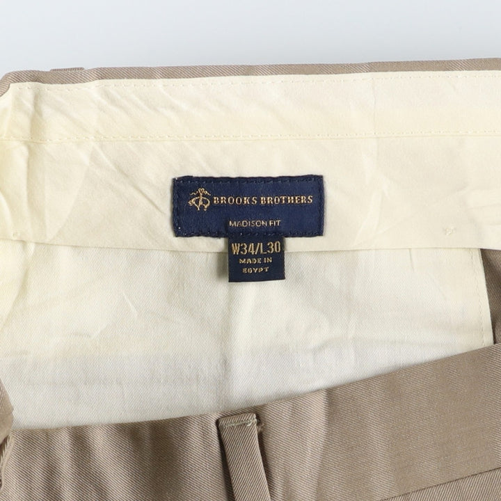 Brooks Brothers MADISON FIT Two-pleat Wool Pants, Men's Size 34 wool Beige type Vintage Second Hand