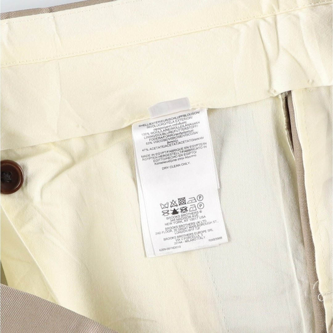 Brooks Brothers MADISON FIT Two-pleat Wool Pants, Men's Size 34 wool Beige type Vintage Second Hand