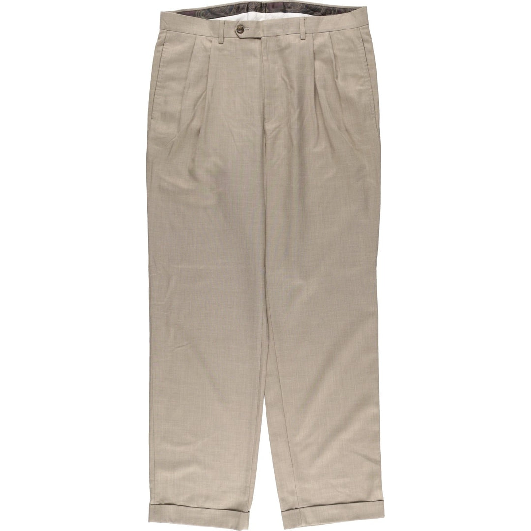 Ralph Lauren POLO RALPH LAUREN two-pleat slacks, men's size W35 polyester Beige type Vintage Second Hand