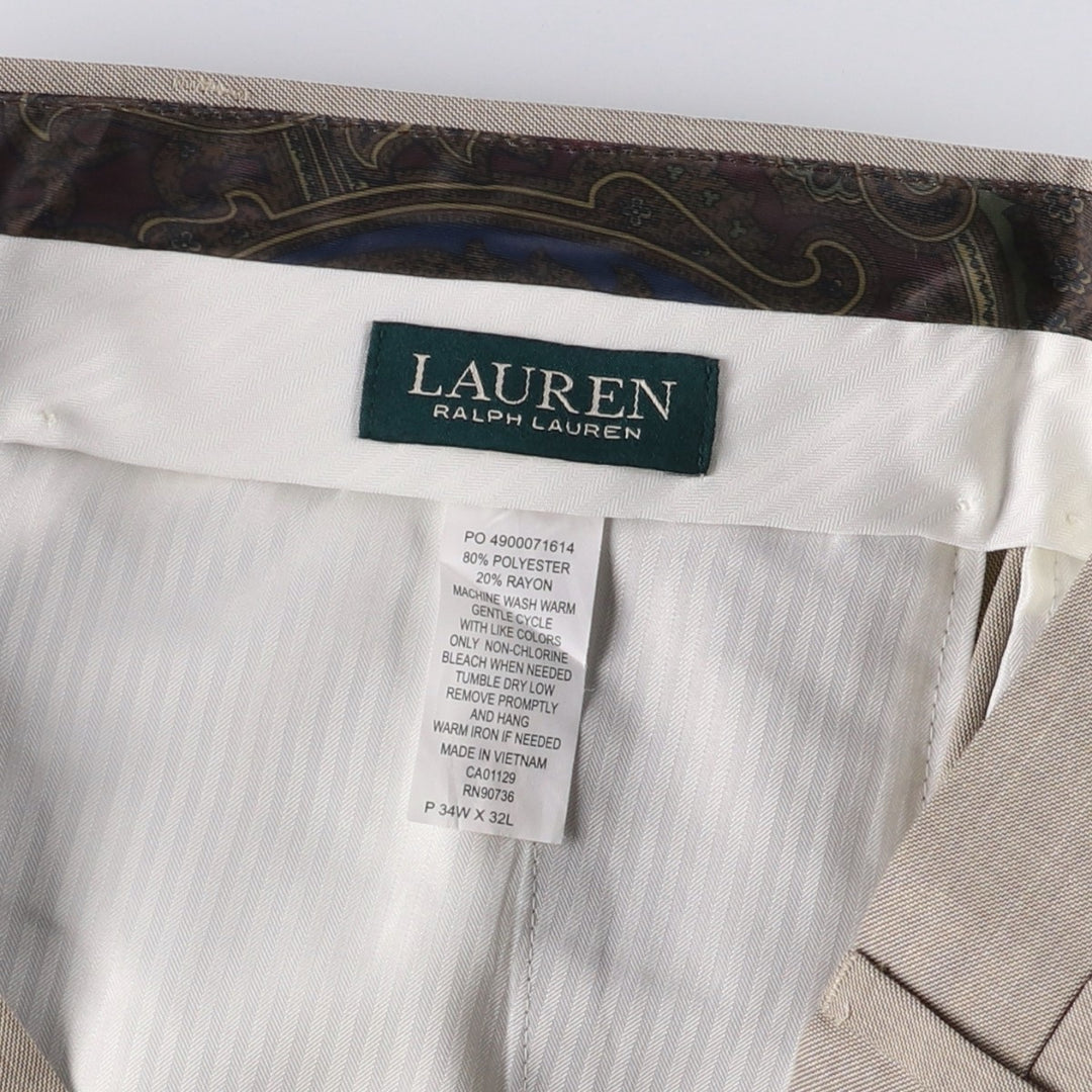 Ralph Lauren POLO RALPH LAUREN two-pleat slacks, men's size W35 polyester Beige type Vintage Second Hand