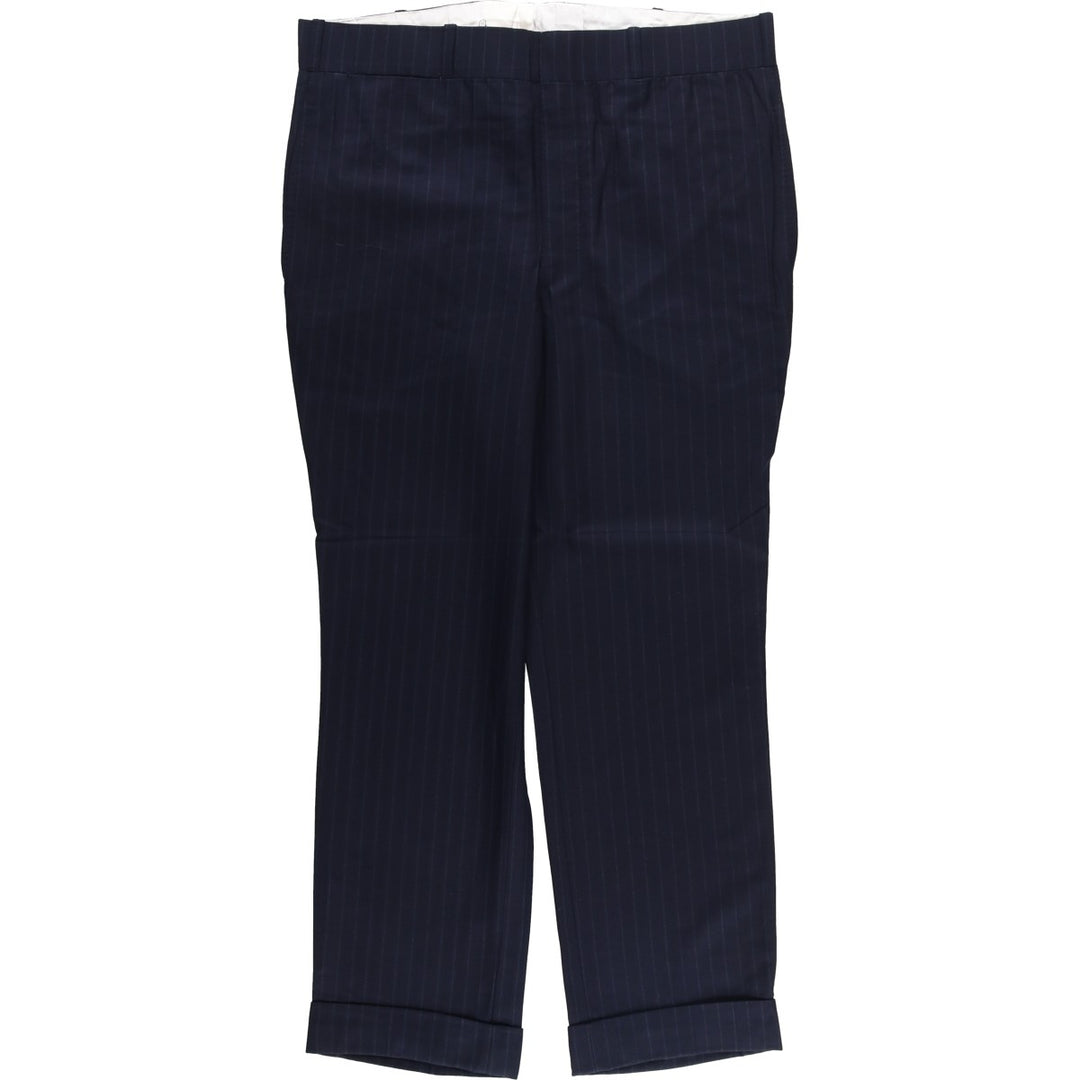 DAVIES and SON Striped Pattern Slacks, Made in the UK, Men's Size W36 unclear navy blue type Vintage Second Hand