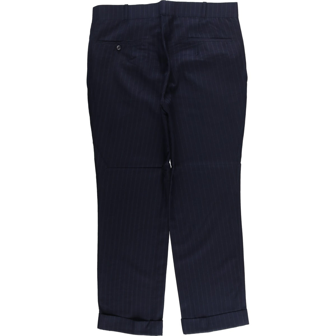 DAVIES and SON Striped Pattern Slacks, Made in the UK, Men's Size W36 unclear navy blue type Vintage Second Hand