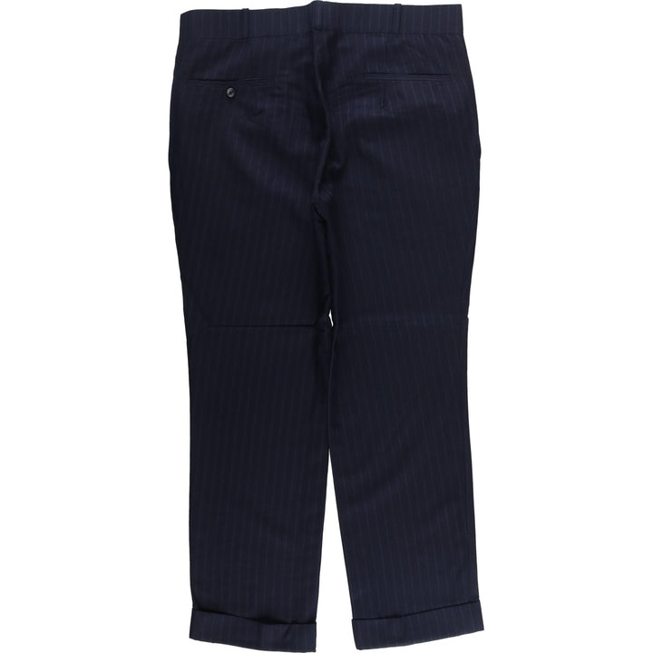DAVIES and SON Striped Pattern Slacks, Made in the UK, Men's Size W36 unclear navy blue type Vintage Second Hand