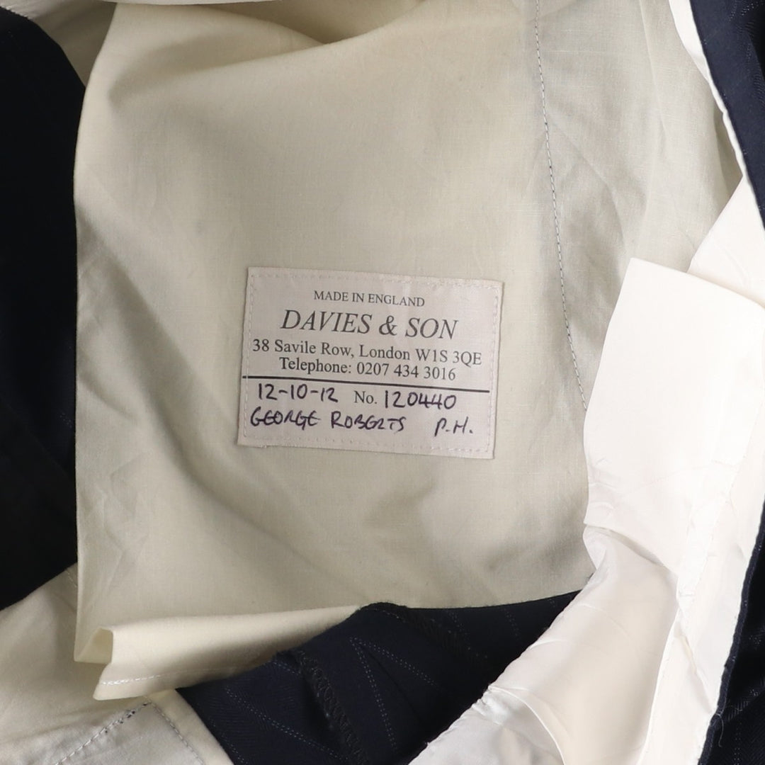 DAVIES and SON Striped Pattern Slacks, Made in the UK, Men's Size W36 unclear navy blue type Vintage Second Hand