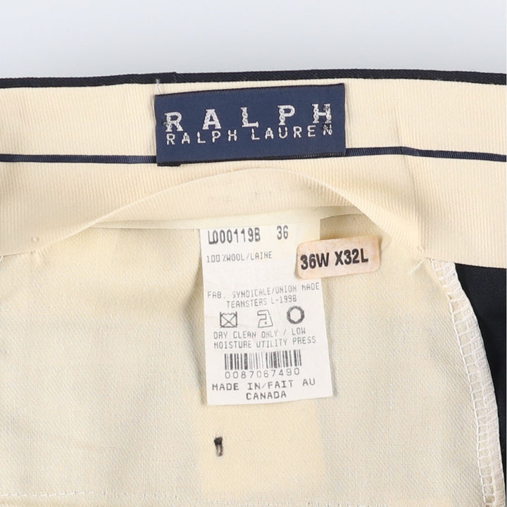 Ralph Lauren RALPH Ralph two-pleat wool pants slacks, made in Canada, men's size W35 wool navy blue type Vintage Second Hand