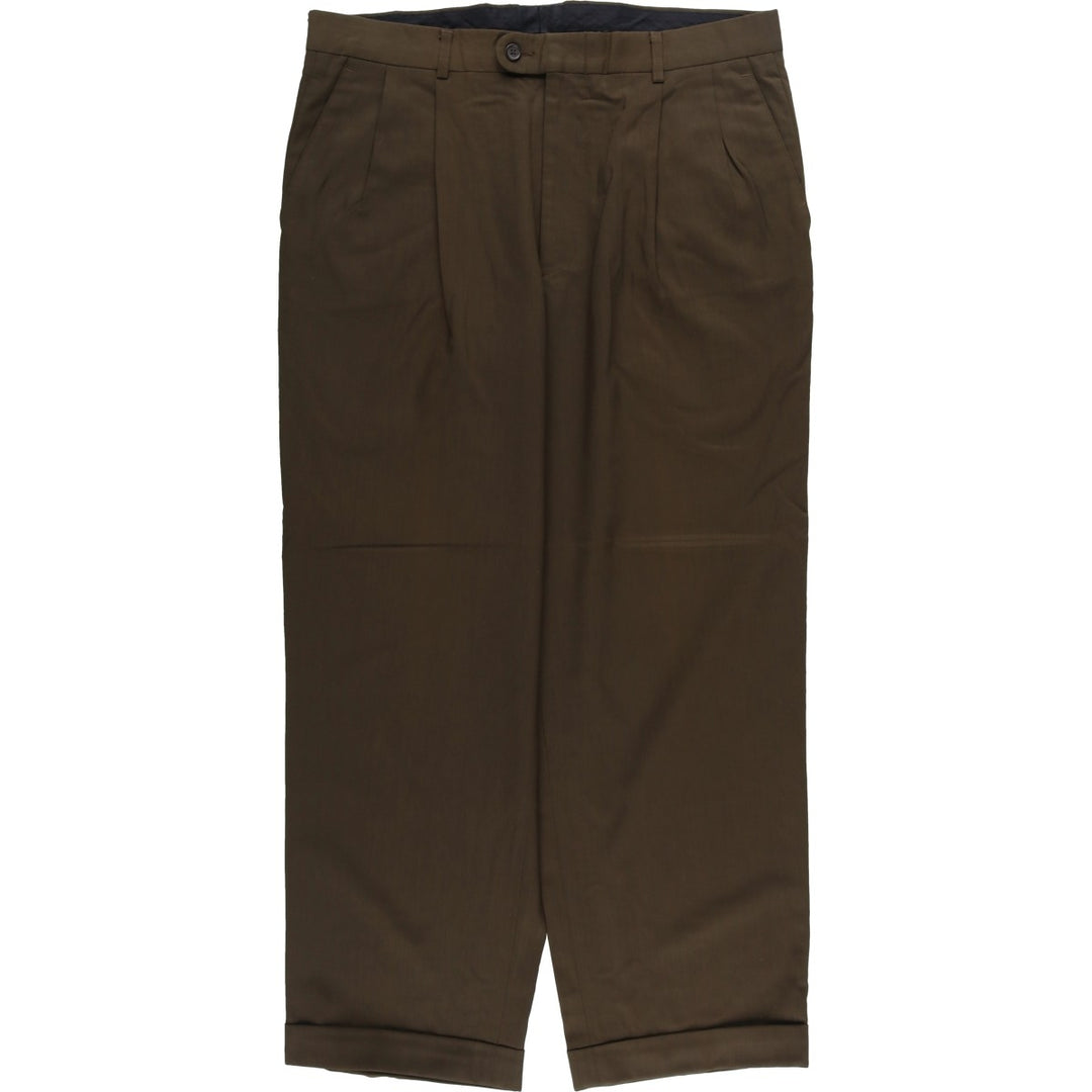 Linea Naturale Two-pleat Wool Pants and Slacks, Made in Italy, Men's Size W36 wool brown type Vintage Second Hand