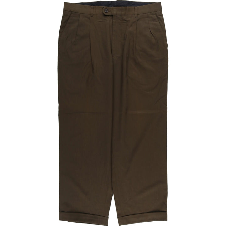 Linea Naturale Two-pleat Wool Pants and Slacks, Made in Italy, Men's Size W36 wool brown type Vintage Second Hand