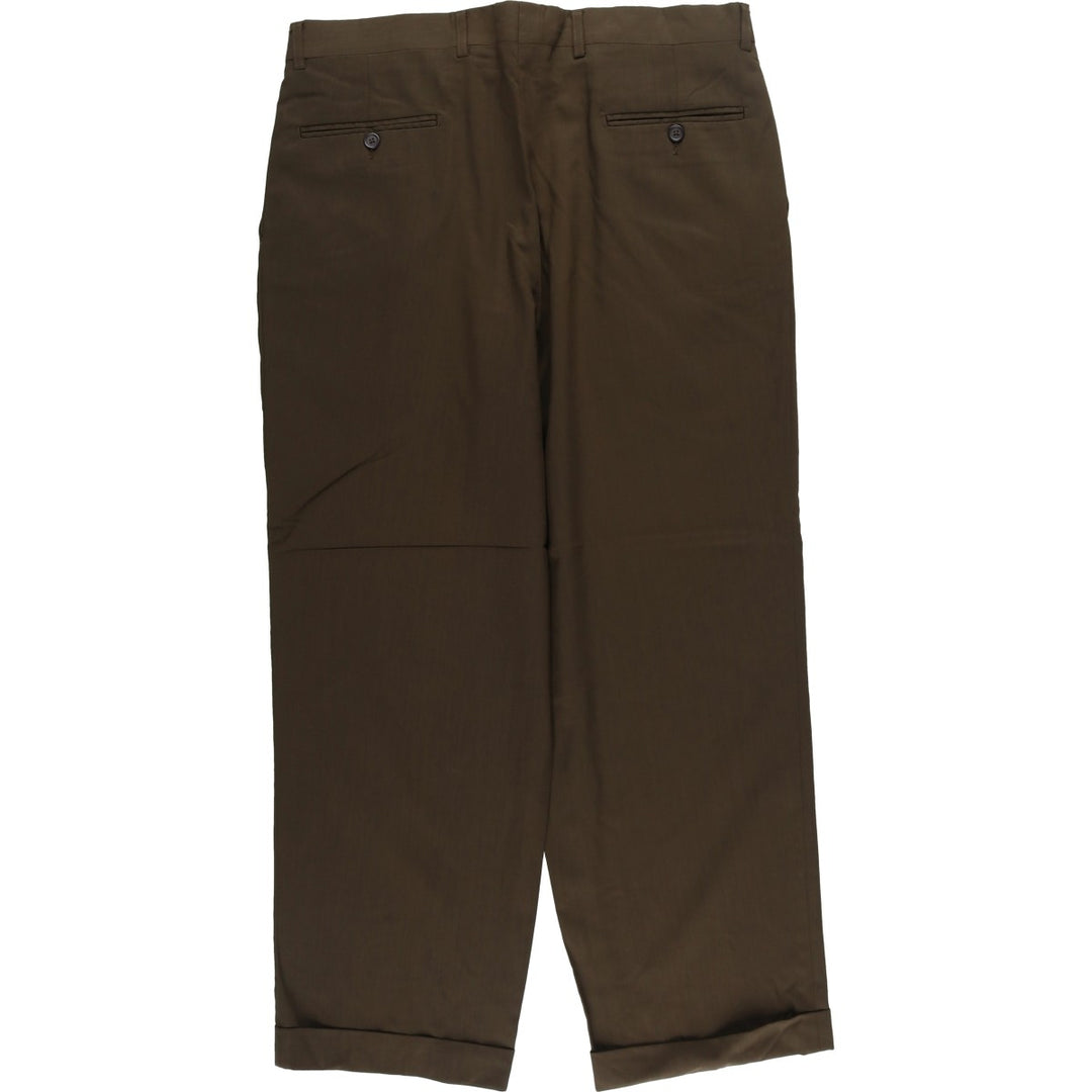 Linea Naturale Two-pleat Wool Pants and Slacks, Made in Italy, Men's Size W36 wool brown type Vintage Second Hand