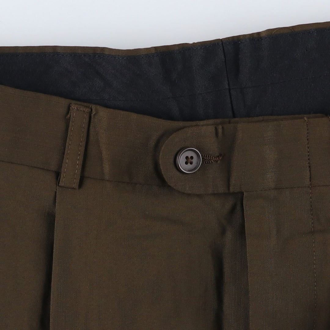 Linea Naturale Two-pleat Wool Pants and Slacks, Made in Italy, Men's Size W36 wool brown type Vintage Second Hand