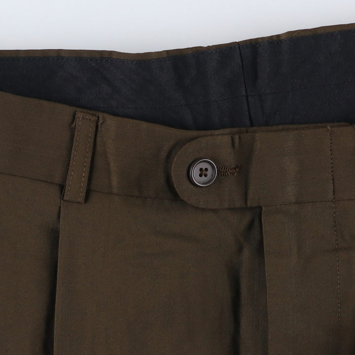 Linea Naturale Two-pleat Wool Pants and Slacks, Made in Italy, Men's Size W36 wool brown type Vintage Second Hand