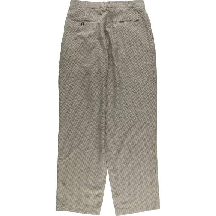 Houndstooth pattern three-pleat slacks for men, size W31 unclear Beige type Vintage Second Hand