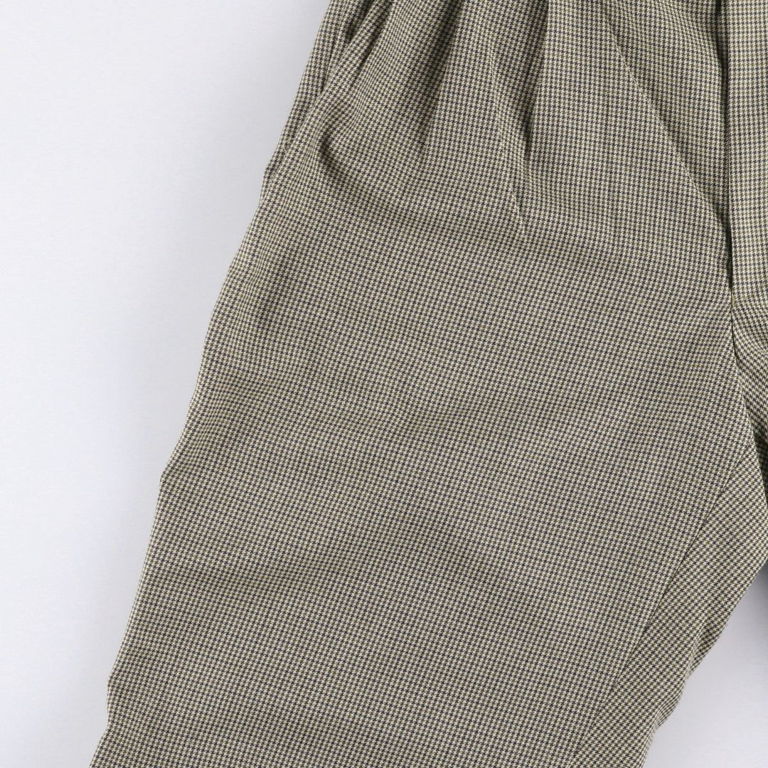 Houndstooth pattern three-pleat slacks for men, size W31 unclear Beige type Vintage Second Hand