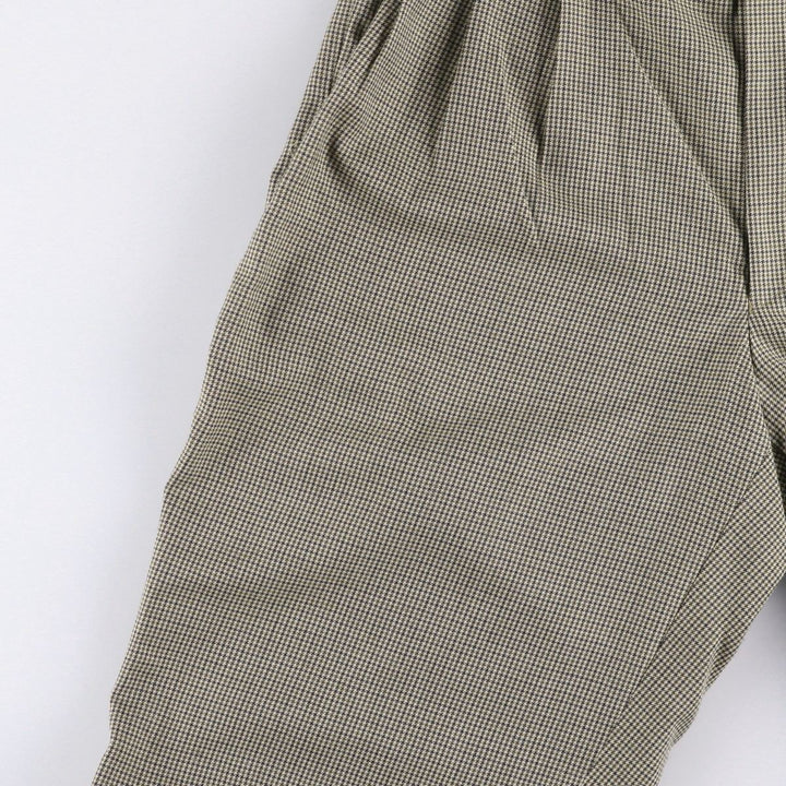 Houndstooth pattern three-pleat slacks for men, size W31 unclear Beige type Vintage Second Hand