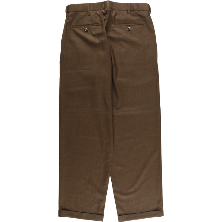 ROUNDTREE and YORKE Men's Two-Pleated Slacks (Size W33) polyester brown type Vintage Second Hand