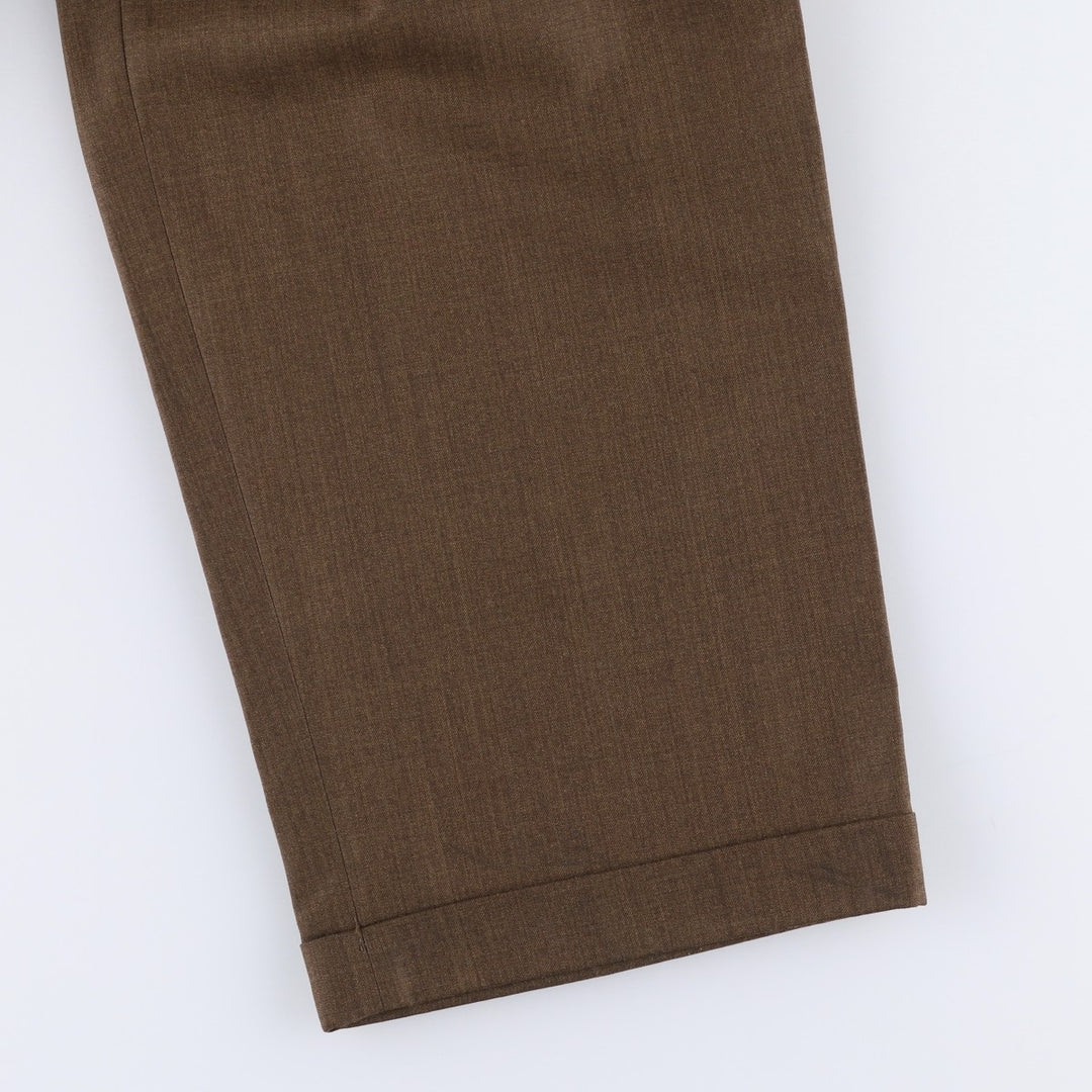 ROUNDTREE and YORKE Men's Two-Pleated Slacks (Size W33) polyester brown type Vintage Second Hand