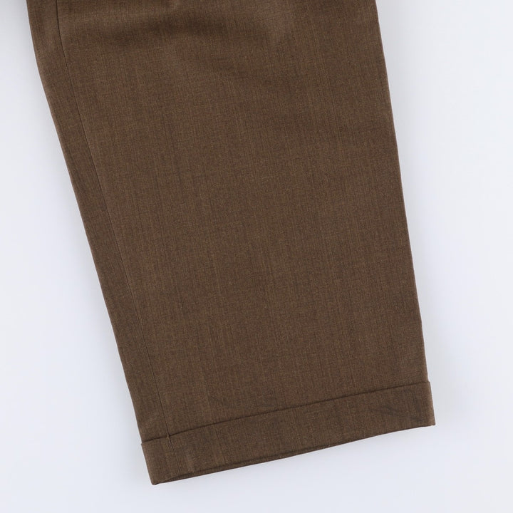 ROUNDTREE and YORKE Men's Two-Pleated Slacks (Size W33) polyester brown type Vintage Second Hand