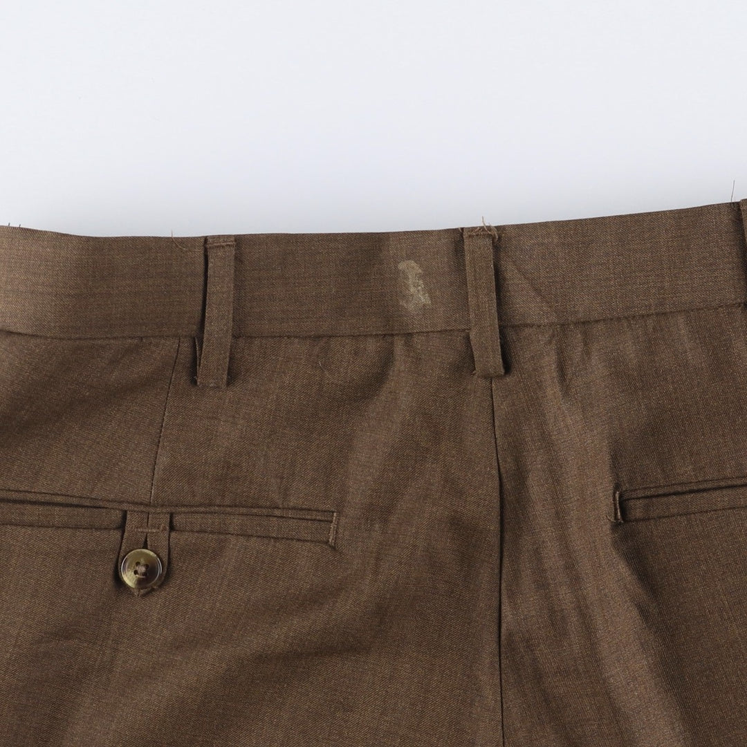 ROUNDTREE and YORKE Men's Two-Pleated Slacks (Size W33) polyester brown type Vintage Second Hand