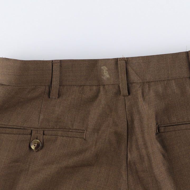 ROUNDTREE and YORKE Men's Two-Pleated Slacks (Size W33) polyester brown type Vintage Second Hand